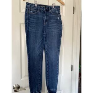 Judy Blue Jeans Size 7/28 Indigo blue relaxed fit distressed raw hem